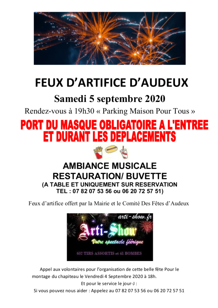 Feux d'artifice d'audeux, samedi 5 septembre 2020 